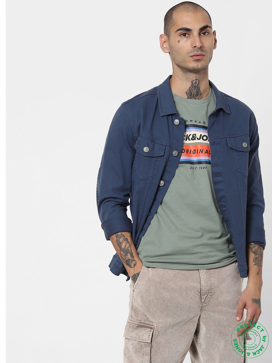 Green Logo Print Crew Neck T-shirt - S