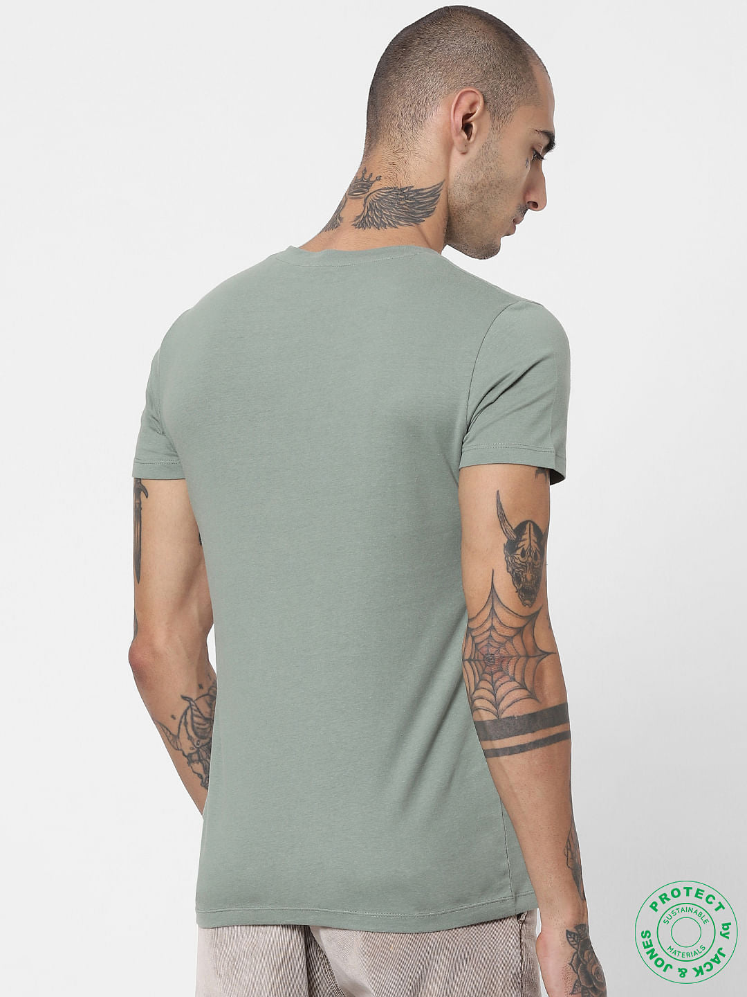 Green Logo Print Crew Neck T-shirt