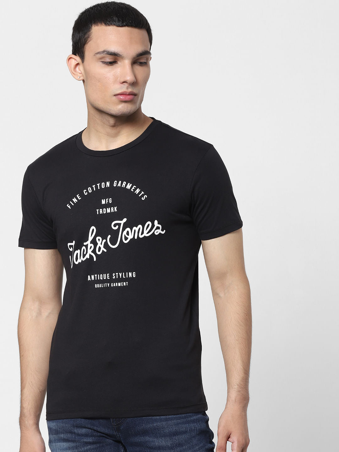 Black Logo Print Crew Neck T-shirt