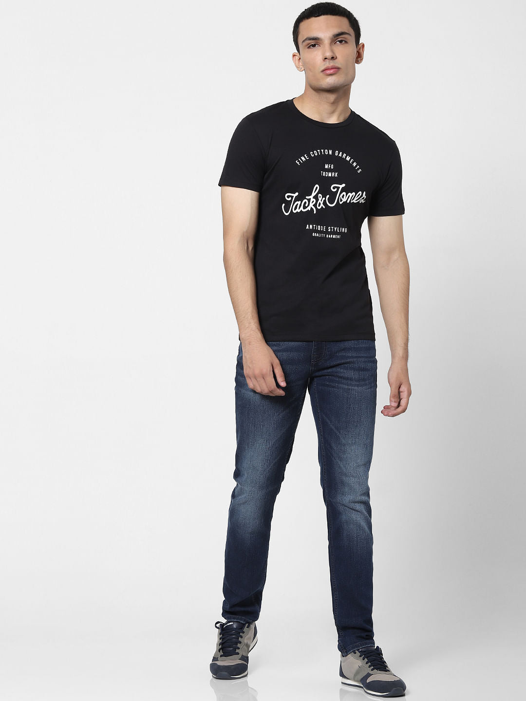 Black Logo Print Crew Neck T-shirt