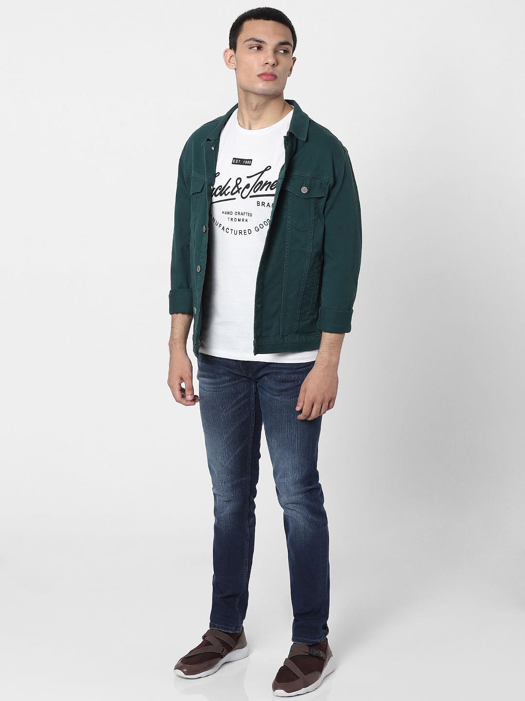 White Logo Print Crew Neck T-shirt - S