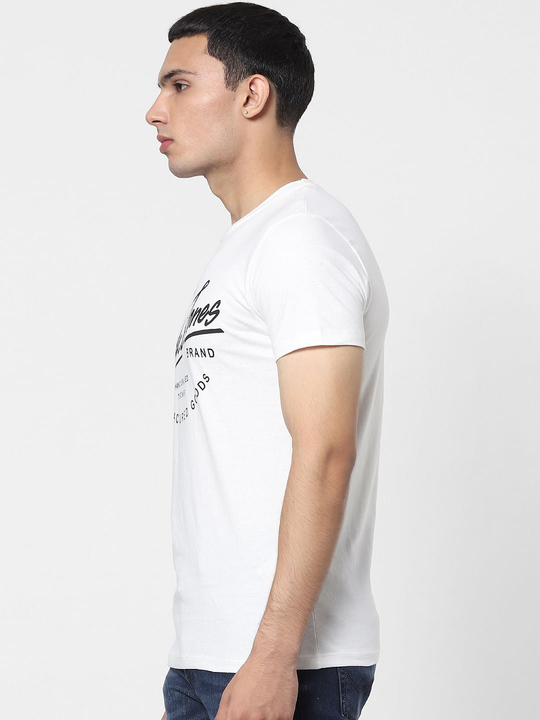 White Logo Print Crew Neck T-shirt