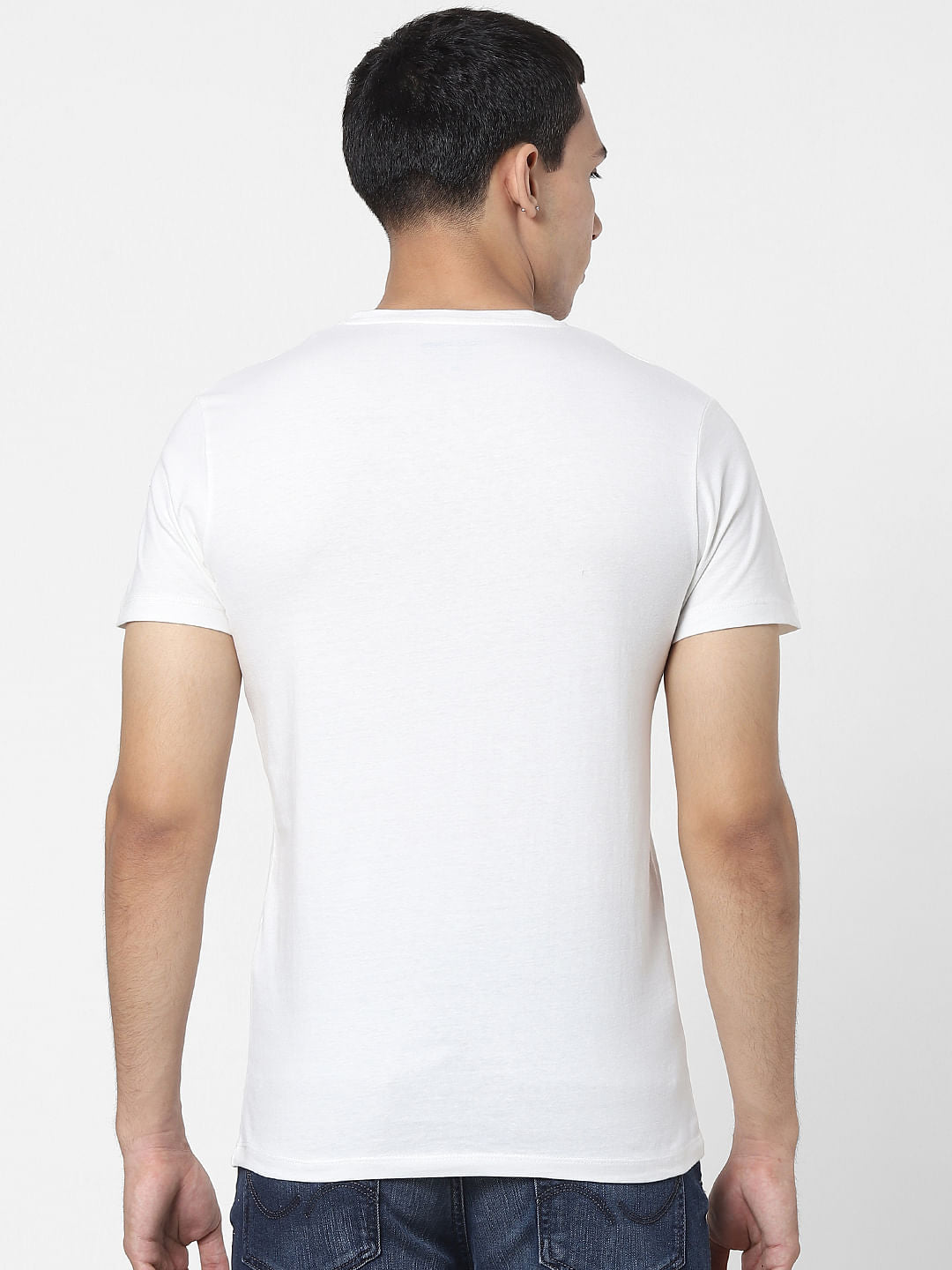 White Logo Print Crew Neck T-shirt