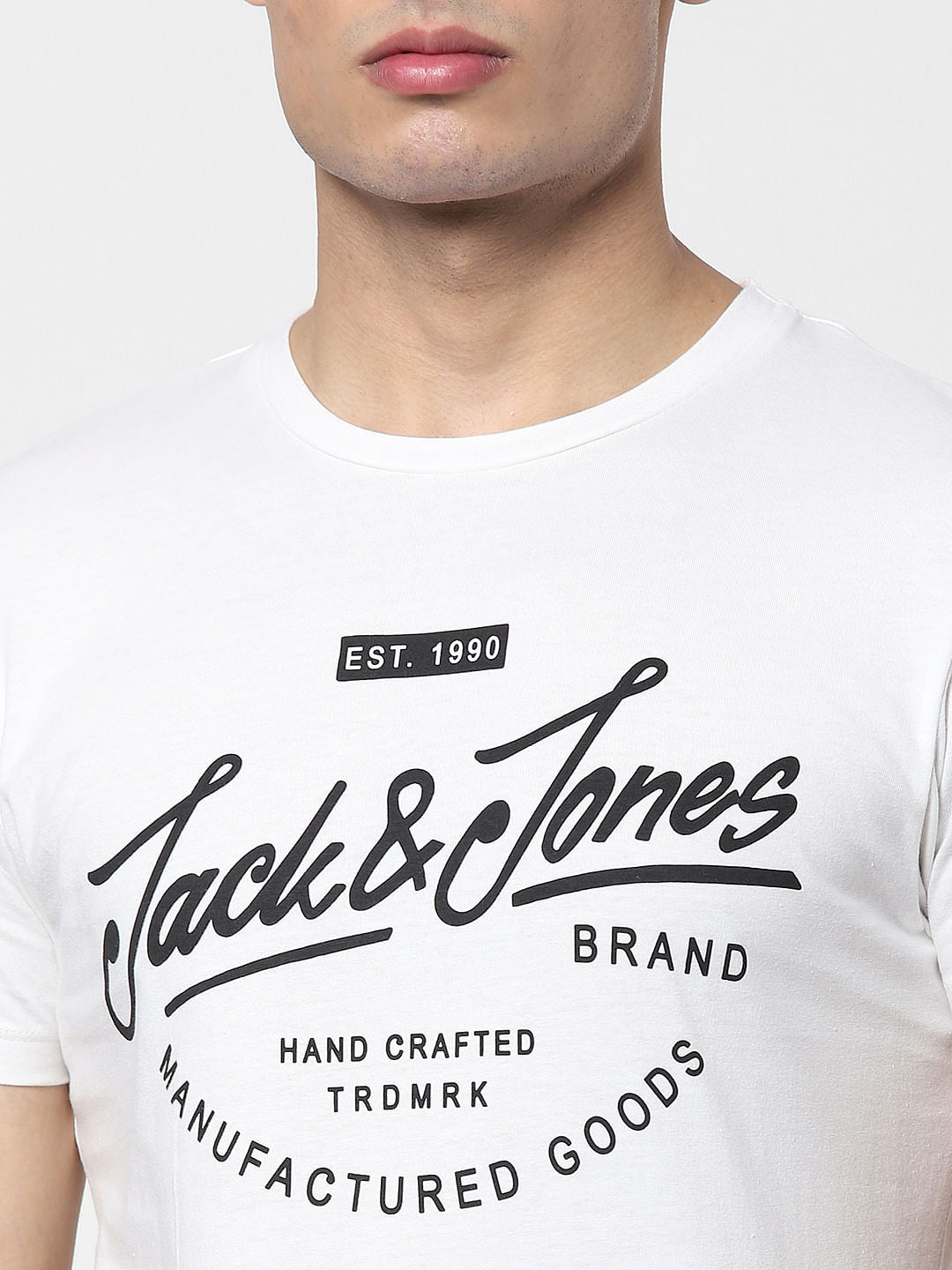 White Logo Print Crew Neck T-shirt