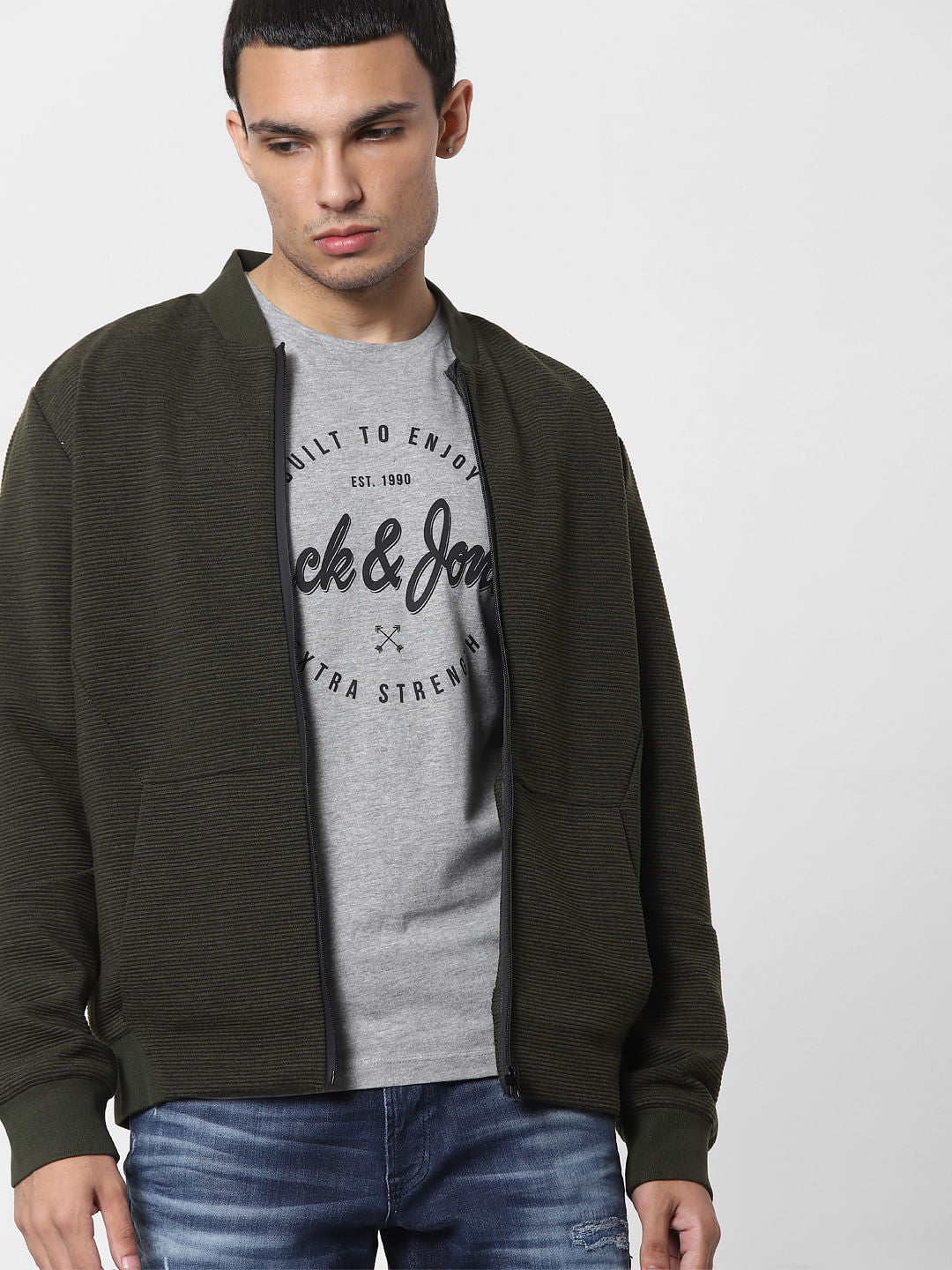 Grey Logo Print Crew Neck T-shirt