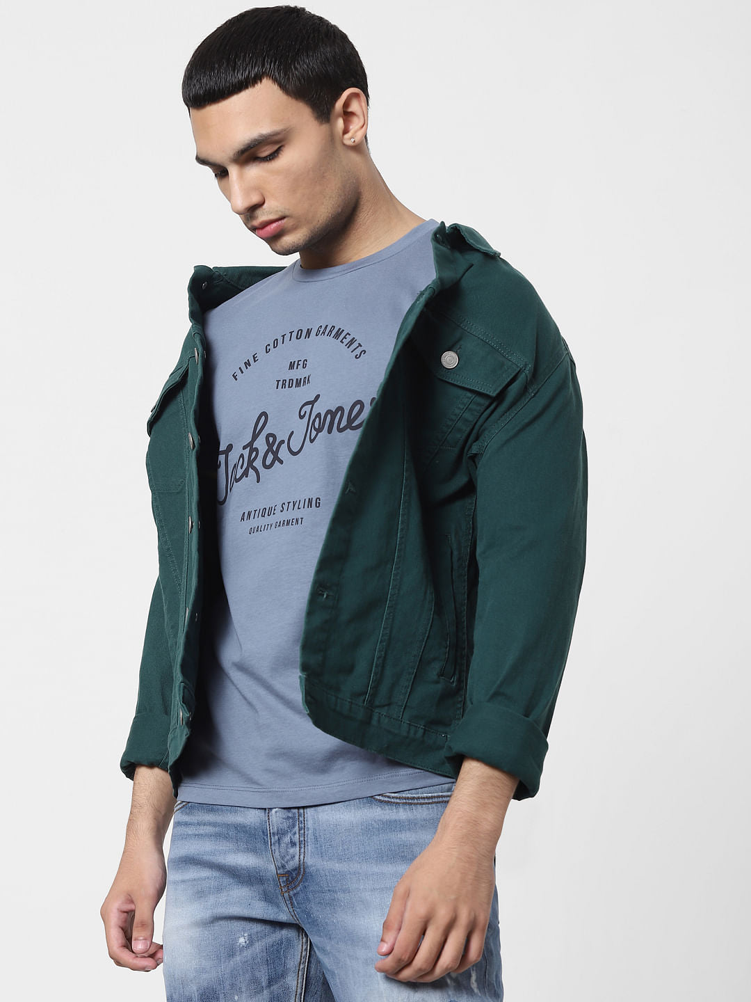 Blue Logo Print Crew Neck T-shirt - S