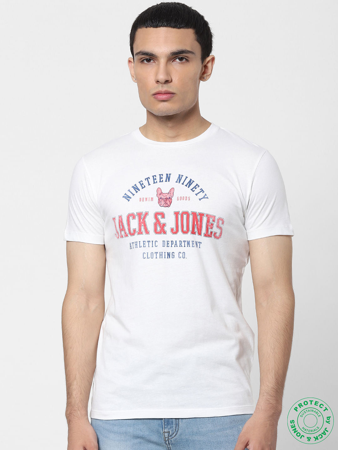 White Graphic Print Crew Neck T-shirt - S