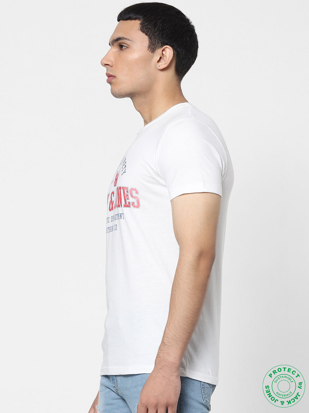 White Graphic Print Crew Neck T-shirt