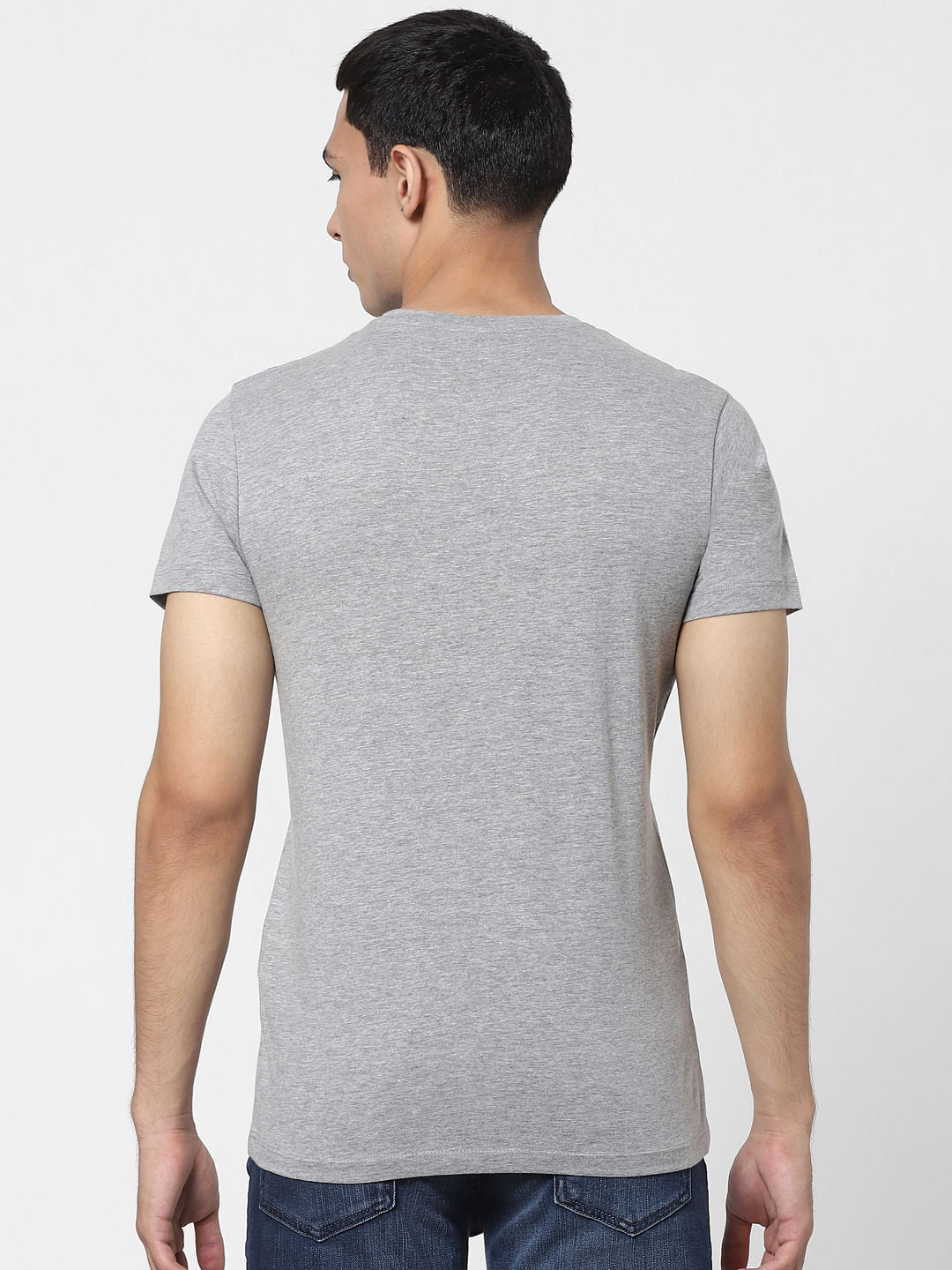 Grey Logo Print Crew Neck T-shirt
