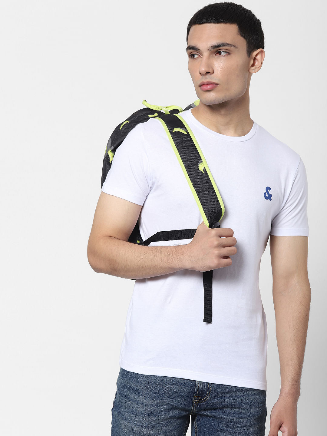 White Crew Neck T-shirt Online in India - Flat 20% Off - S