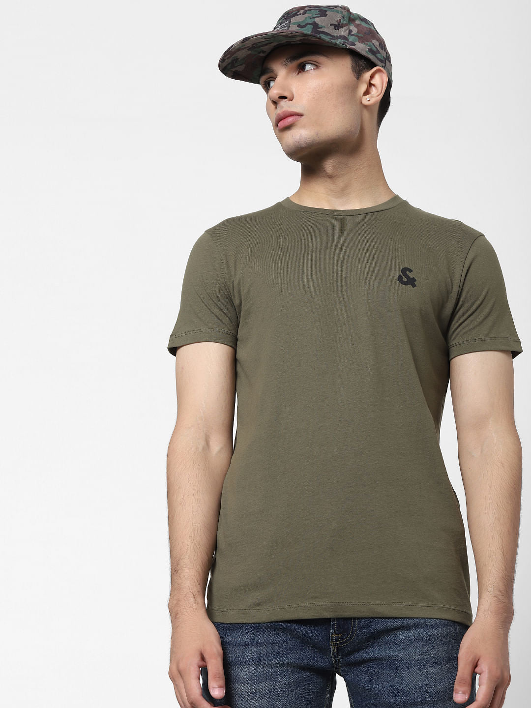 Olive Green Crew Neck T-shirt - S