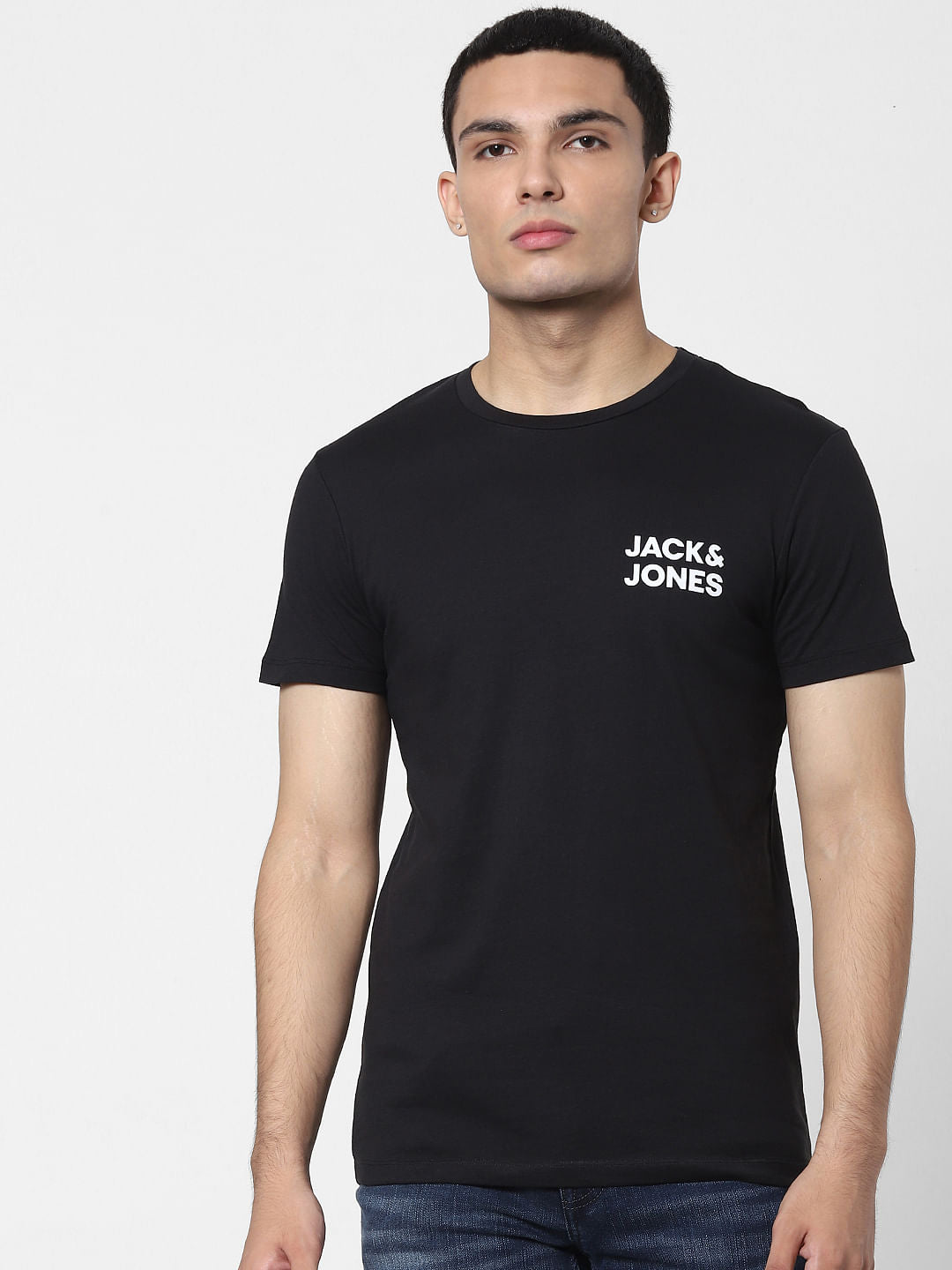 Black Logo Print Crew Neck T-shirt