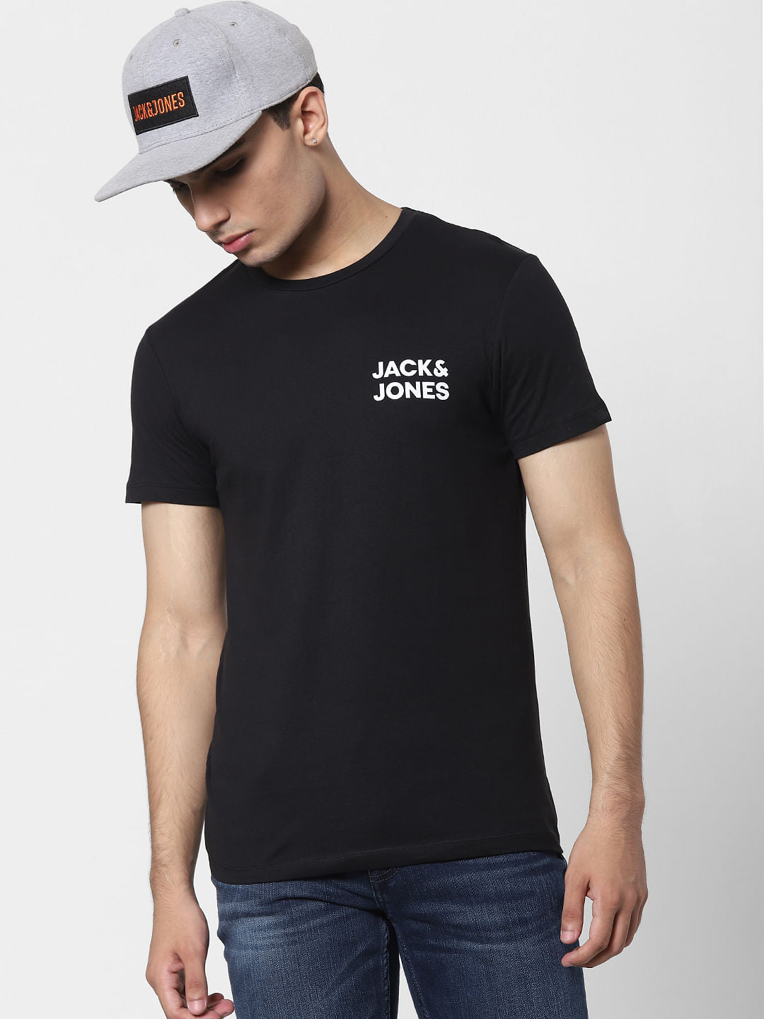 Black Logo Print Crew Neck T-shirt