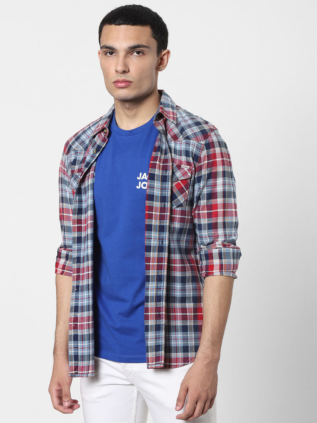 Blue Logo Print Crew Neck T-shirt - S