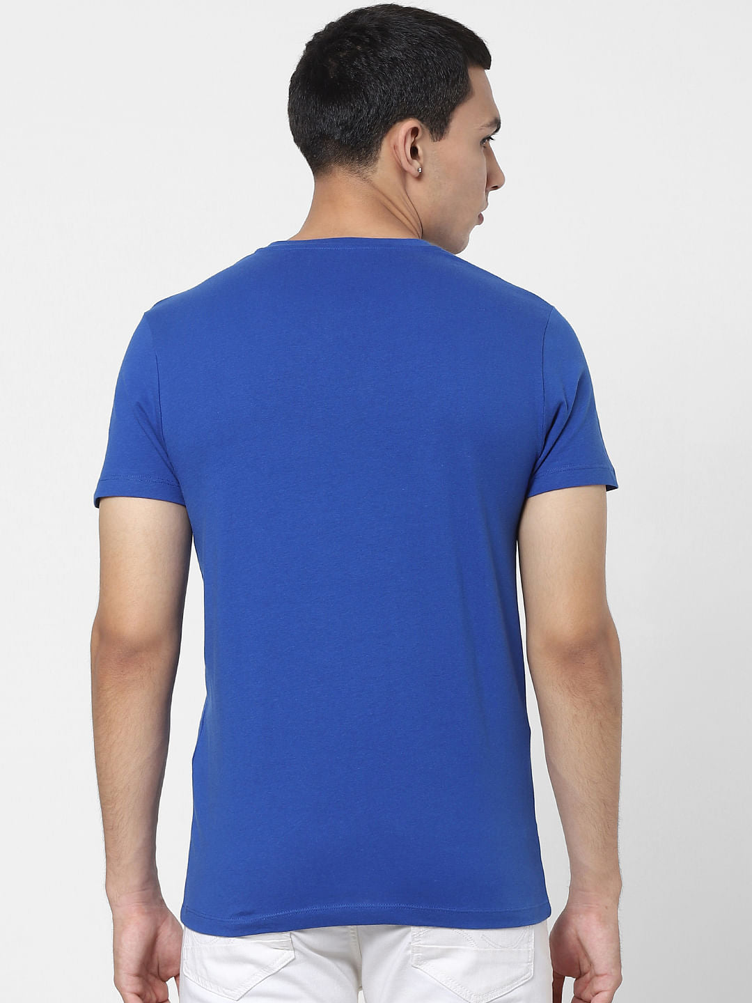 Blue Logo Print Crew Neck T-shirt