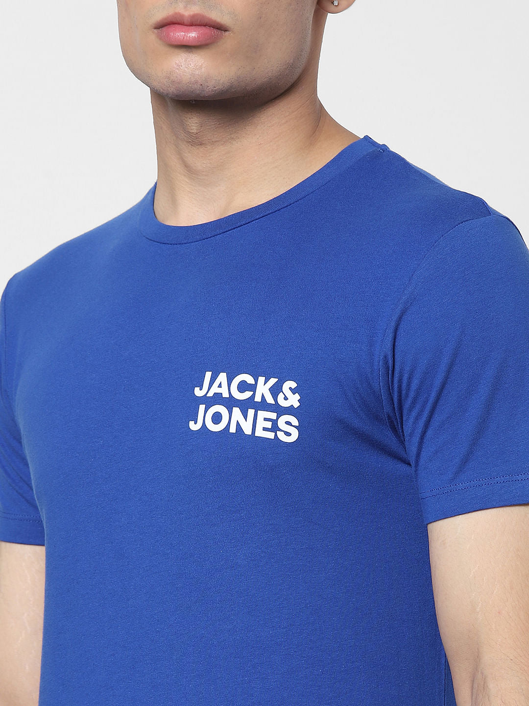 Blue Logo Print Crew Neck T-shirt