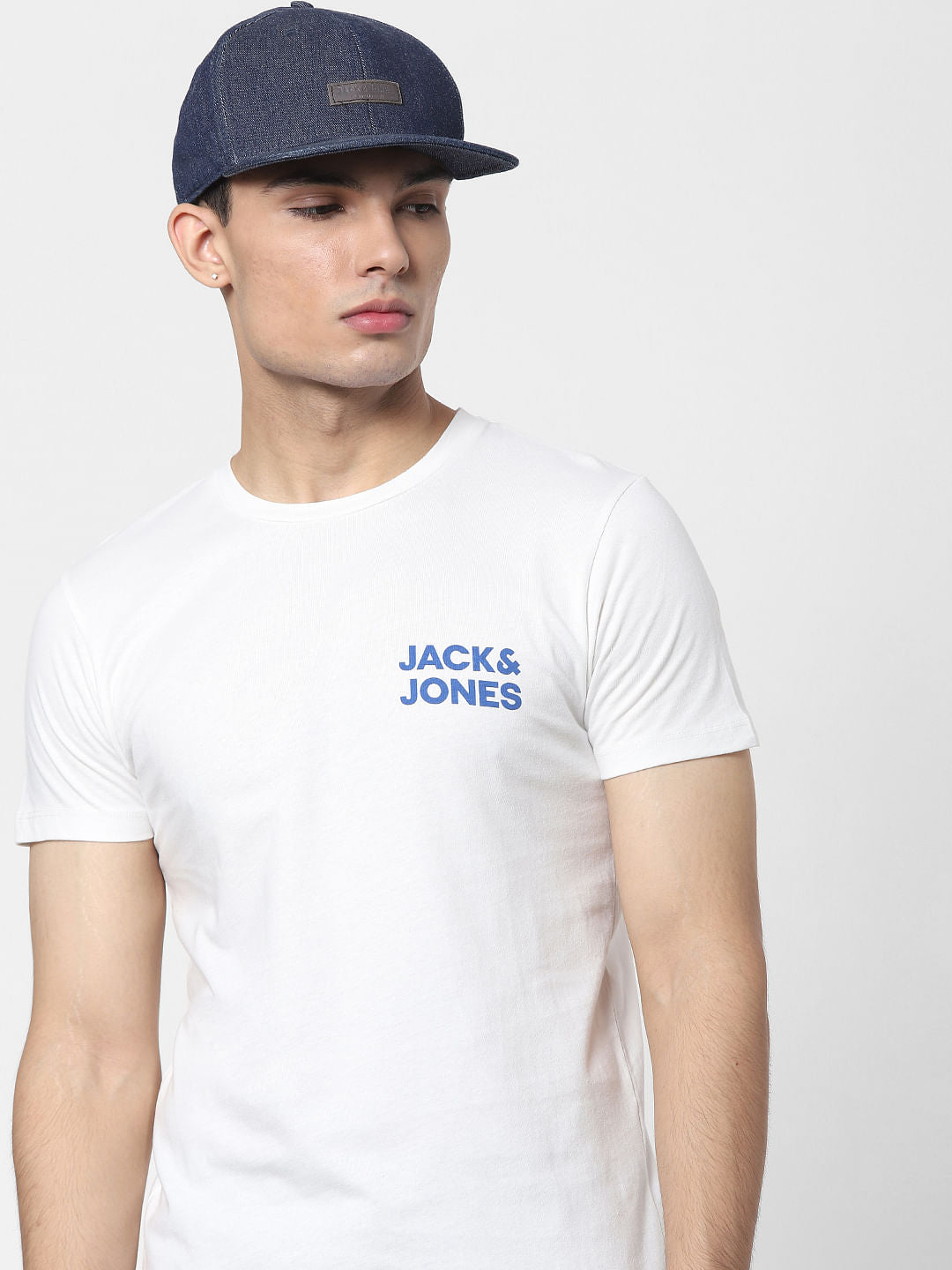 White Logo Print Crew Neck T-shirt