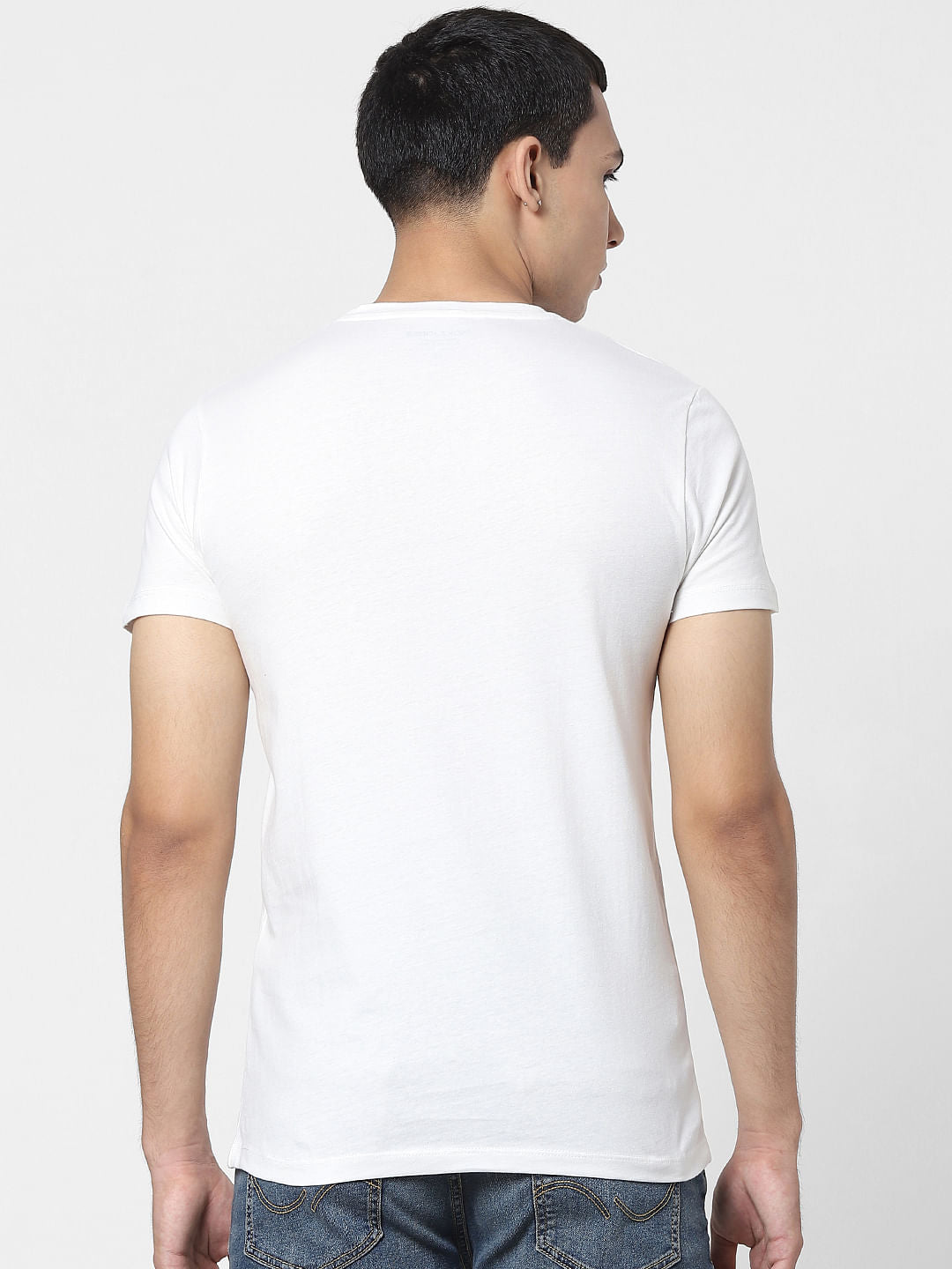 White Logo Print Crew Neck T-shirt