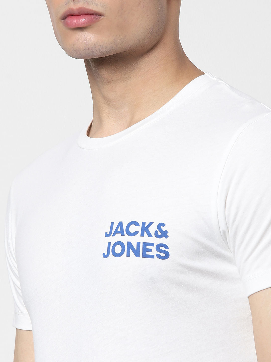 White Logo Print Crew Neck T-shirt