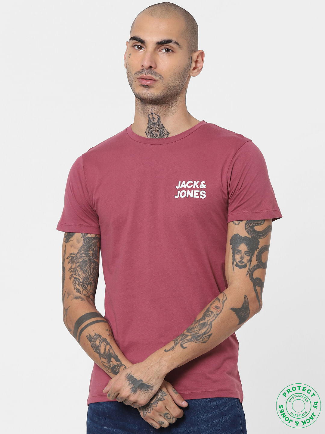 Red Logo Print Crew Neck T-shirt