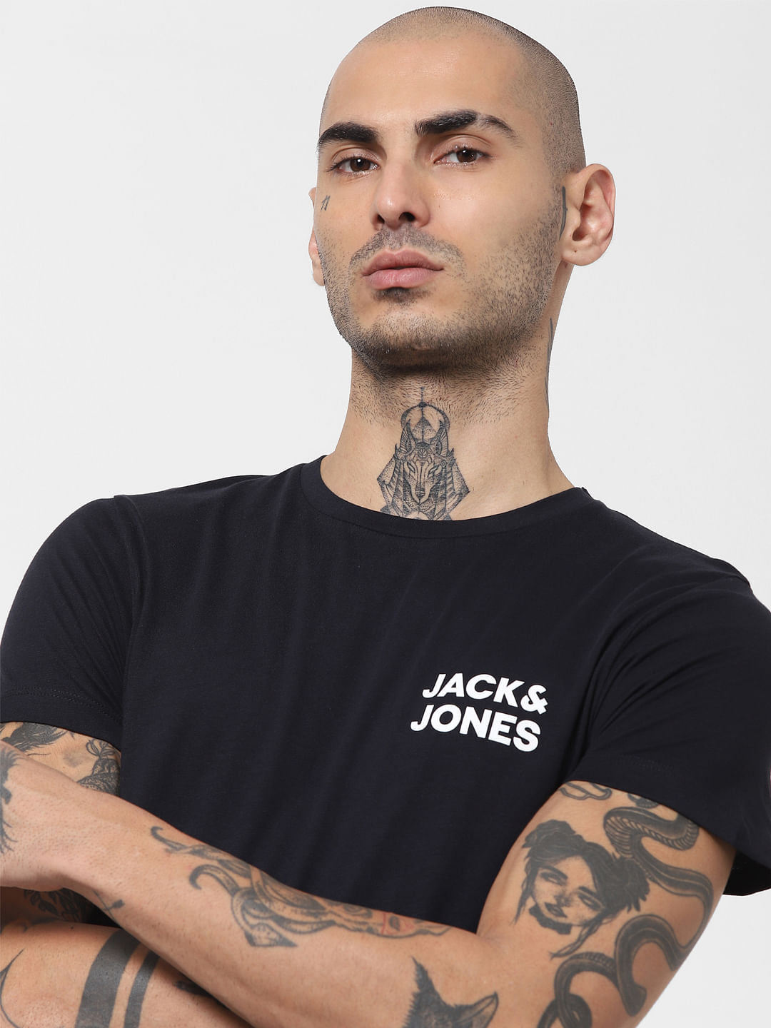 Black Logo Print Crew Neck T-shirt