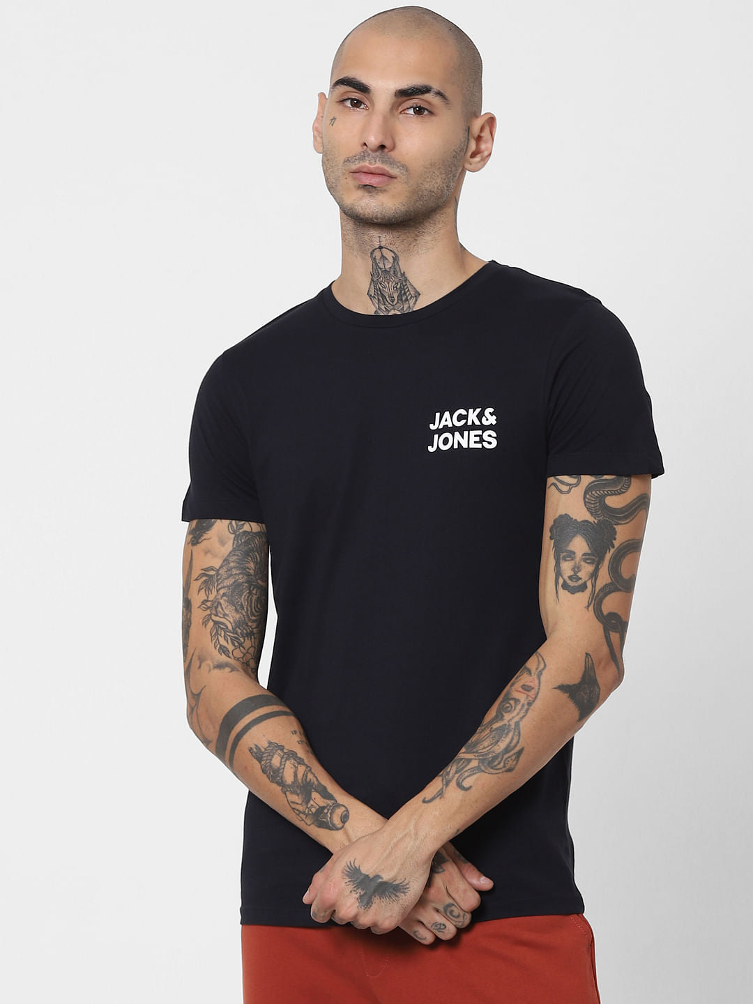 Black Logo Print Crew Neck T-shirt