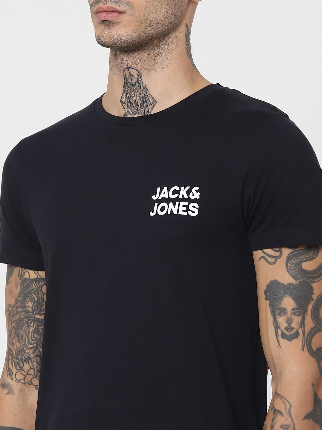 Black Logo Print Crew Neck T-shirt