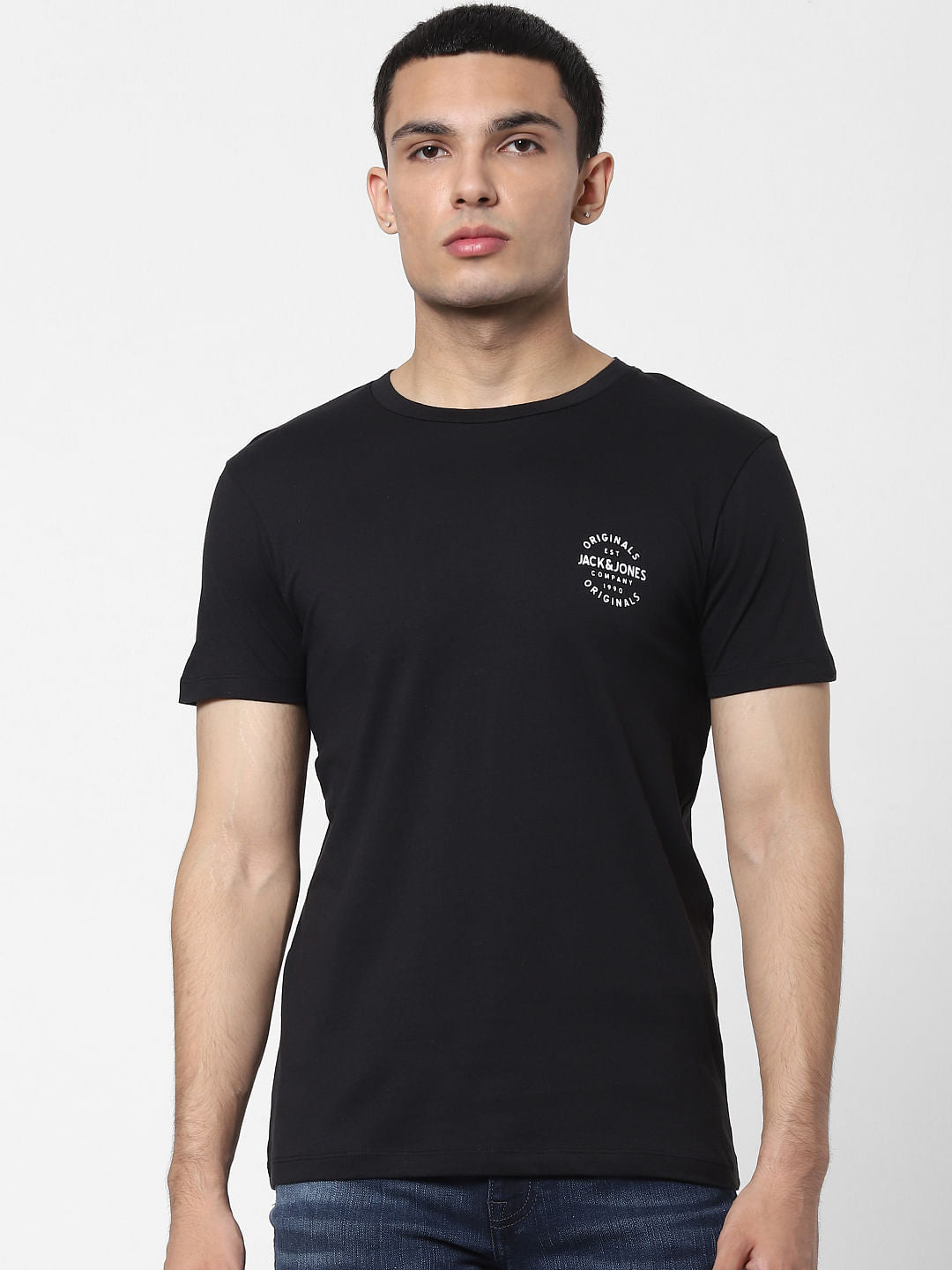 Black Logo Print Crew Neck T-shirt