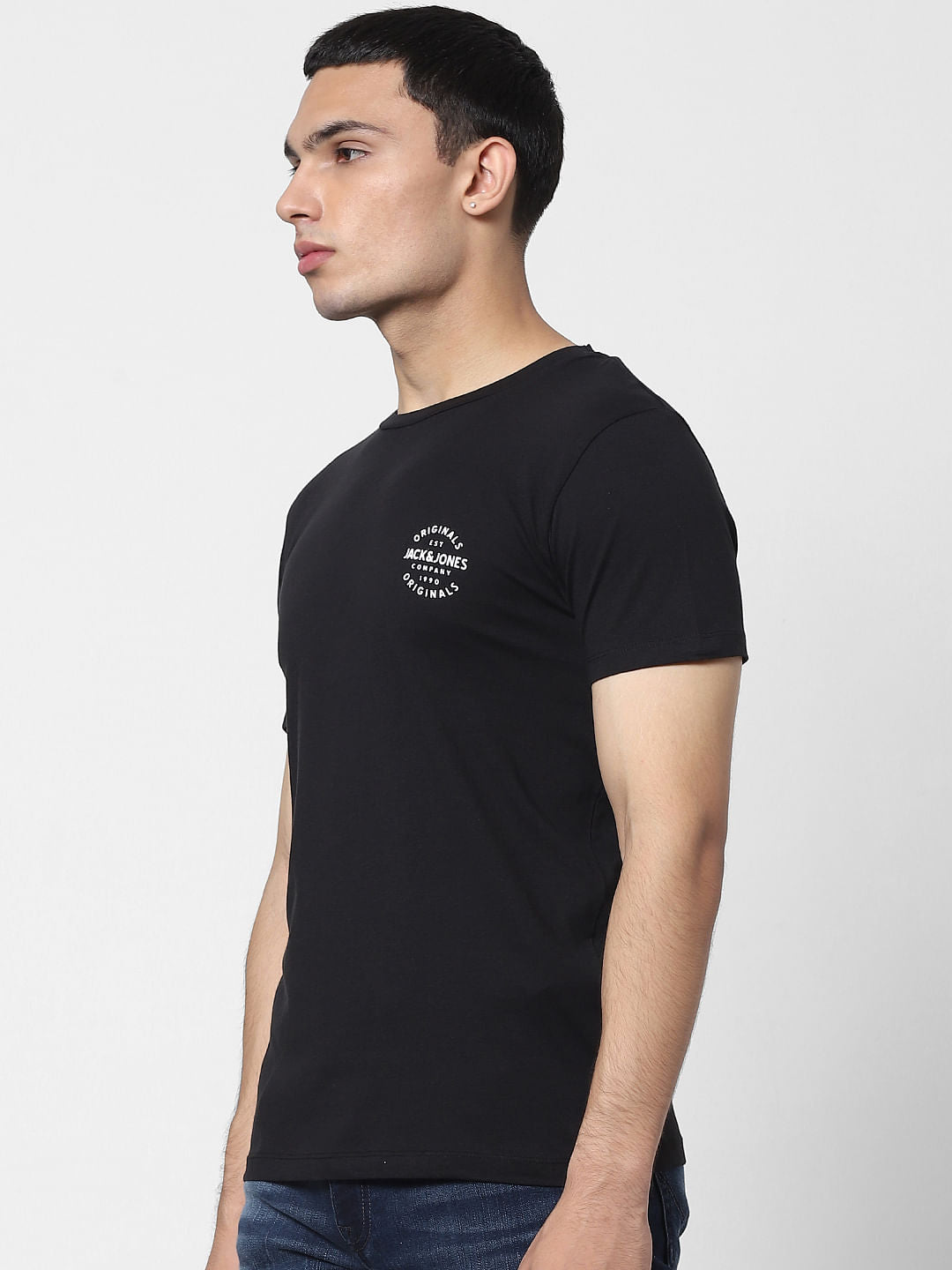 Black Logo Print Crew Neck T-shirt