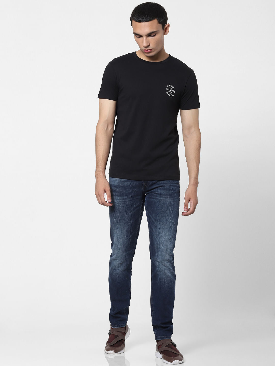 Black Logo Print Crew Neck T-shirt