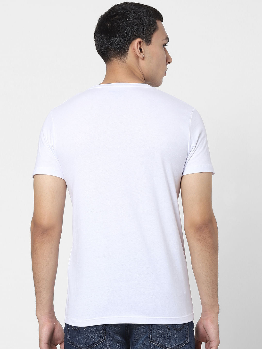 White Logo Print Crew Neck T-shirt