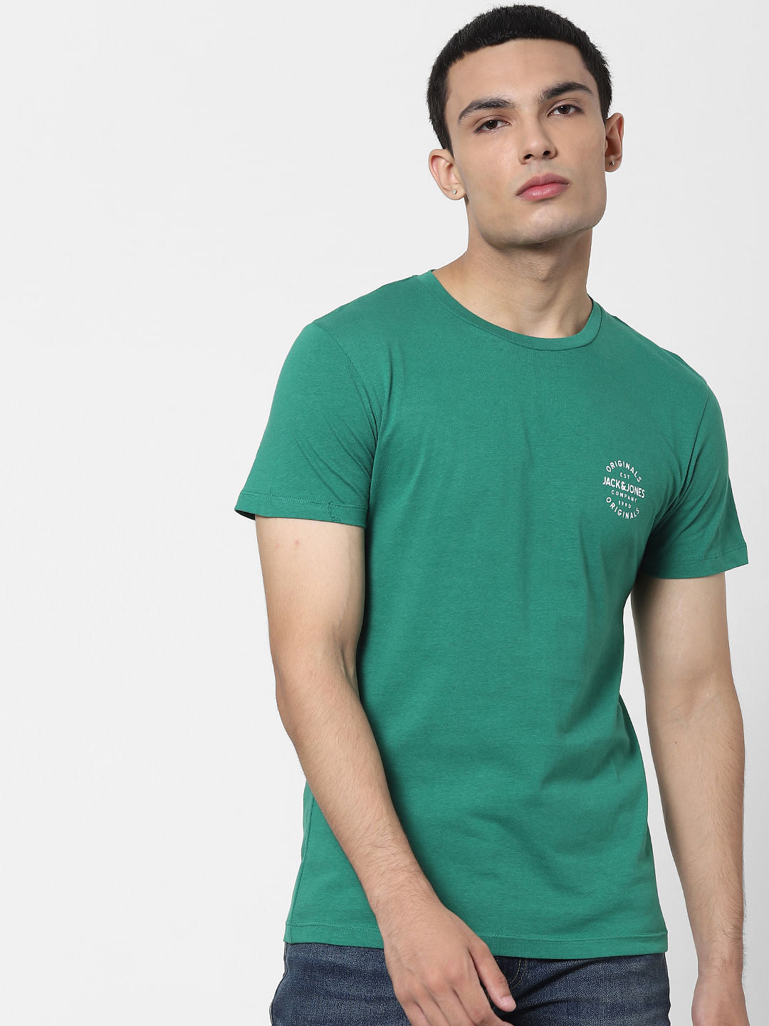 Green Logo Print Crew Neck T-shirt