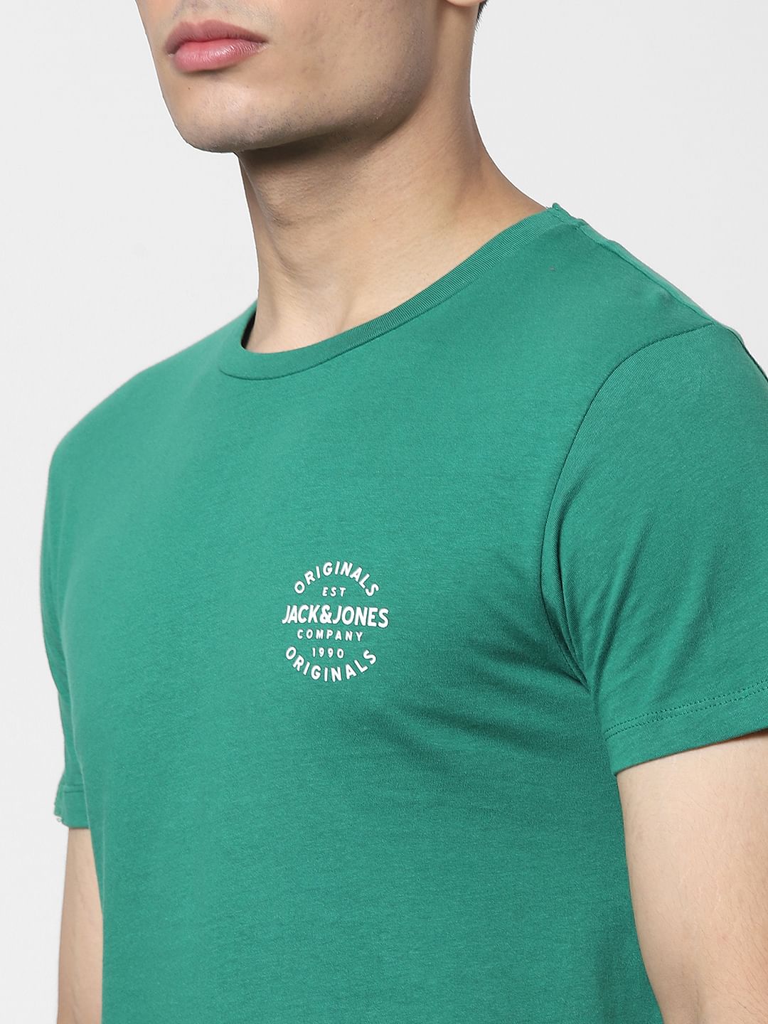 Green Logo Print Crew Neck T-shirt