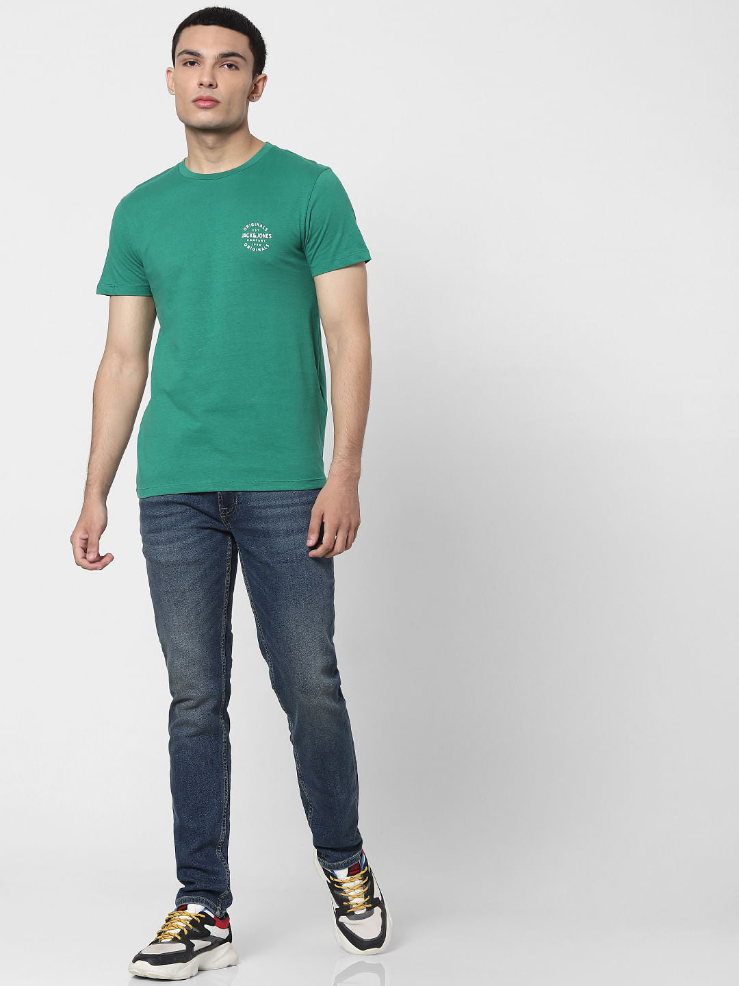 Green Logo Print Crew Neck T-shirt