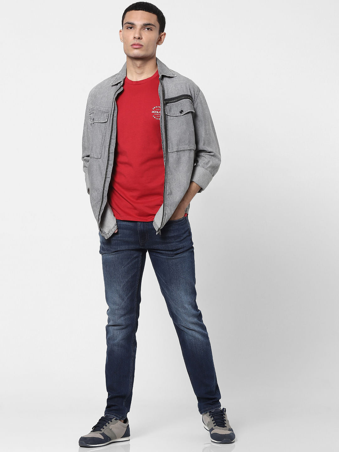 Red Logo Print Crew Neck T-shirt - S