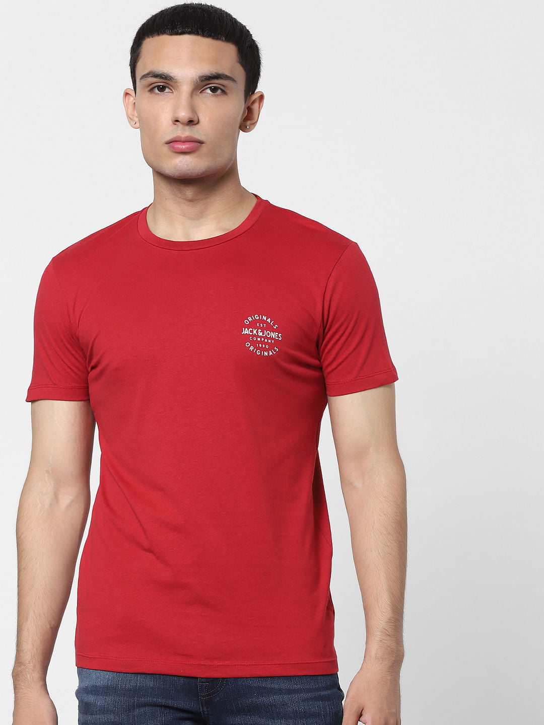 Red Logo Print Crew Neck T-shirt