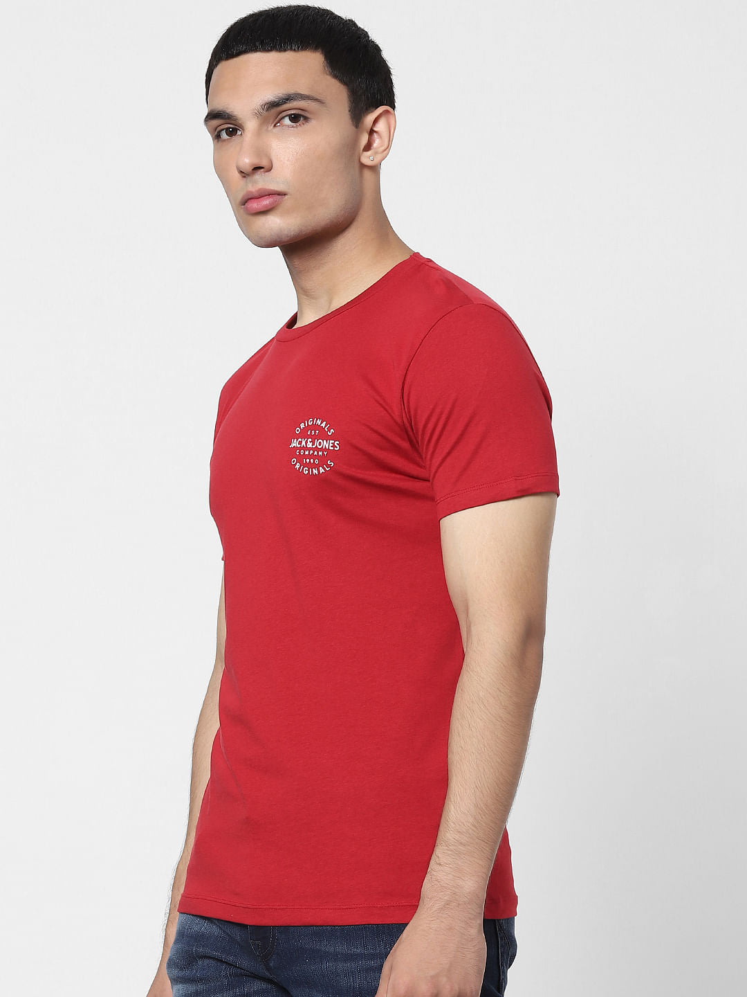 Red Logo Print Crew Neck T-shirt