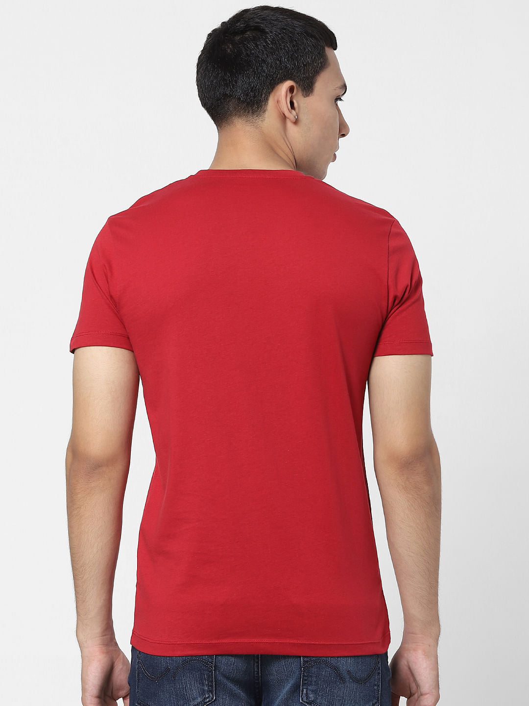 Red Logo Print Crew Neck T-shirt