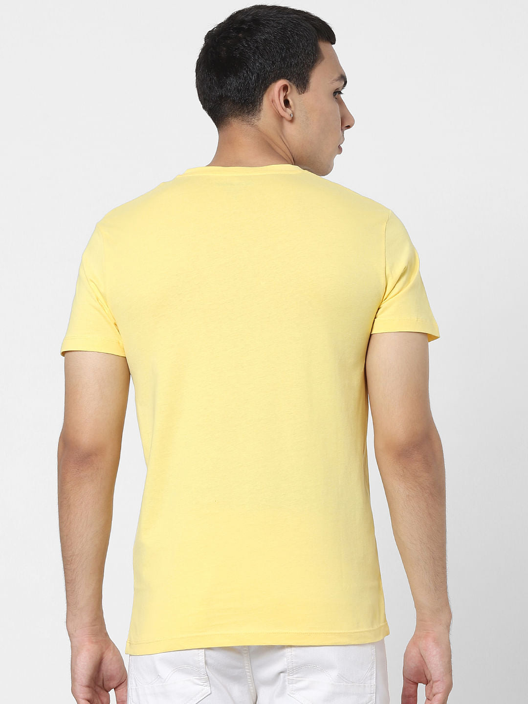 Yellow Logo Print Crew Neck T-shirt