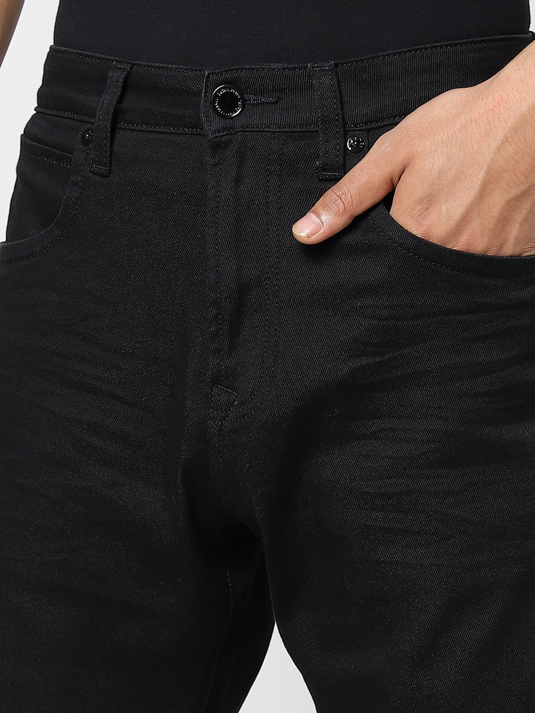 Black Mid Rise Clark Regular Fit Jeans