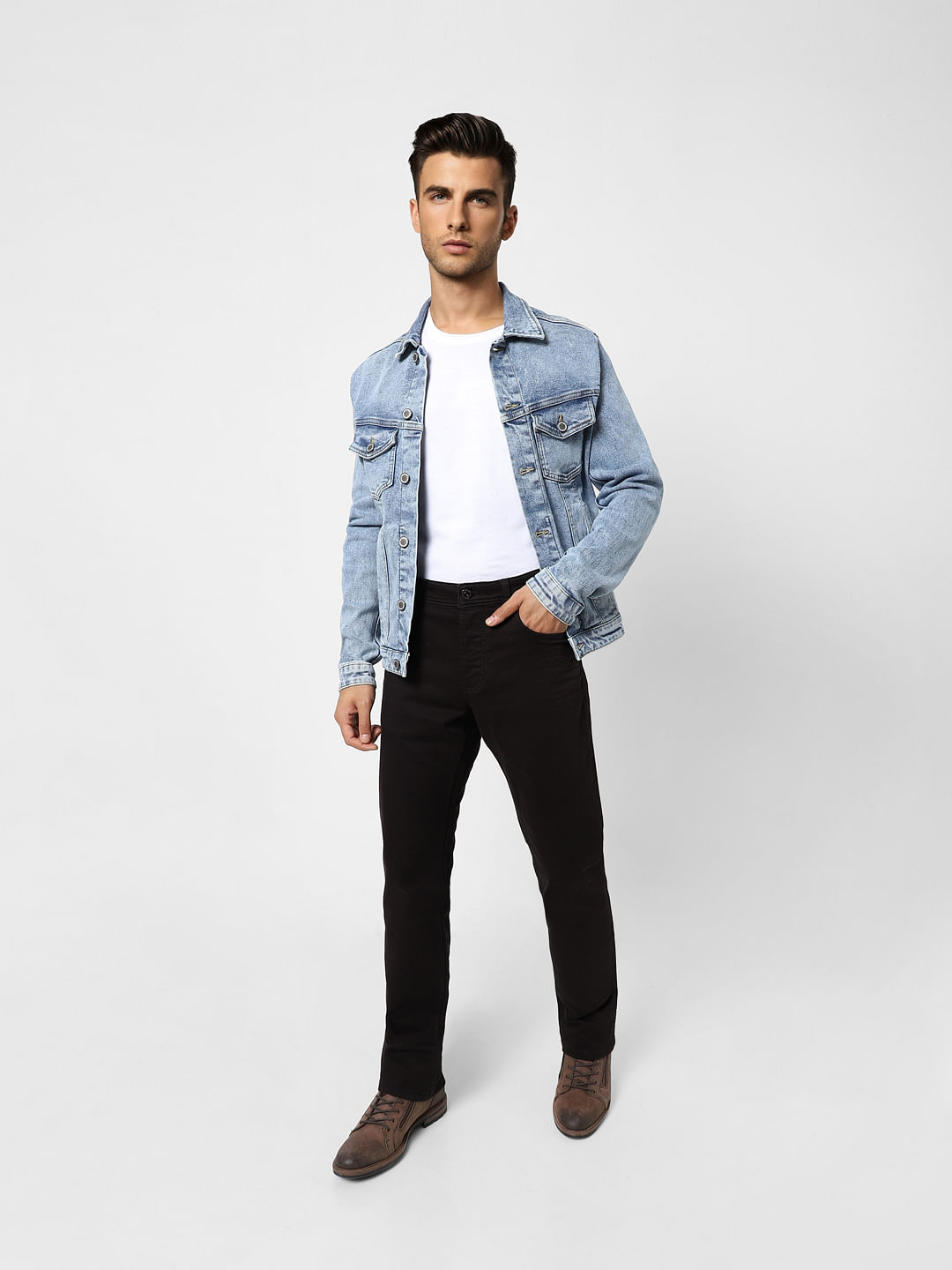 Black Mid Rise Clark Regular Fit Jeans - 28/30
