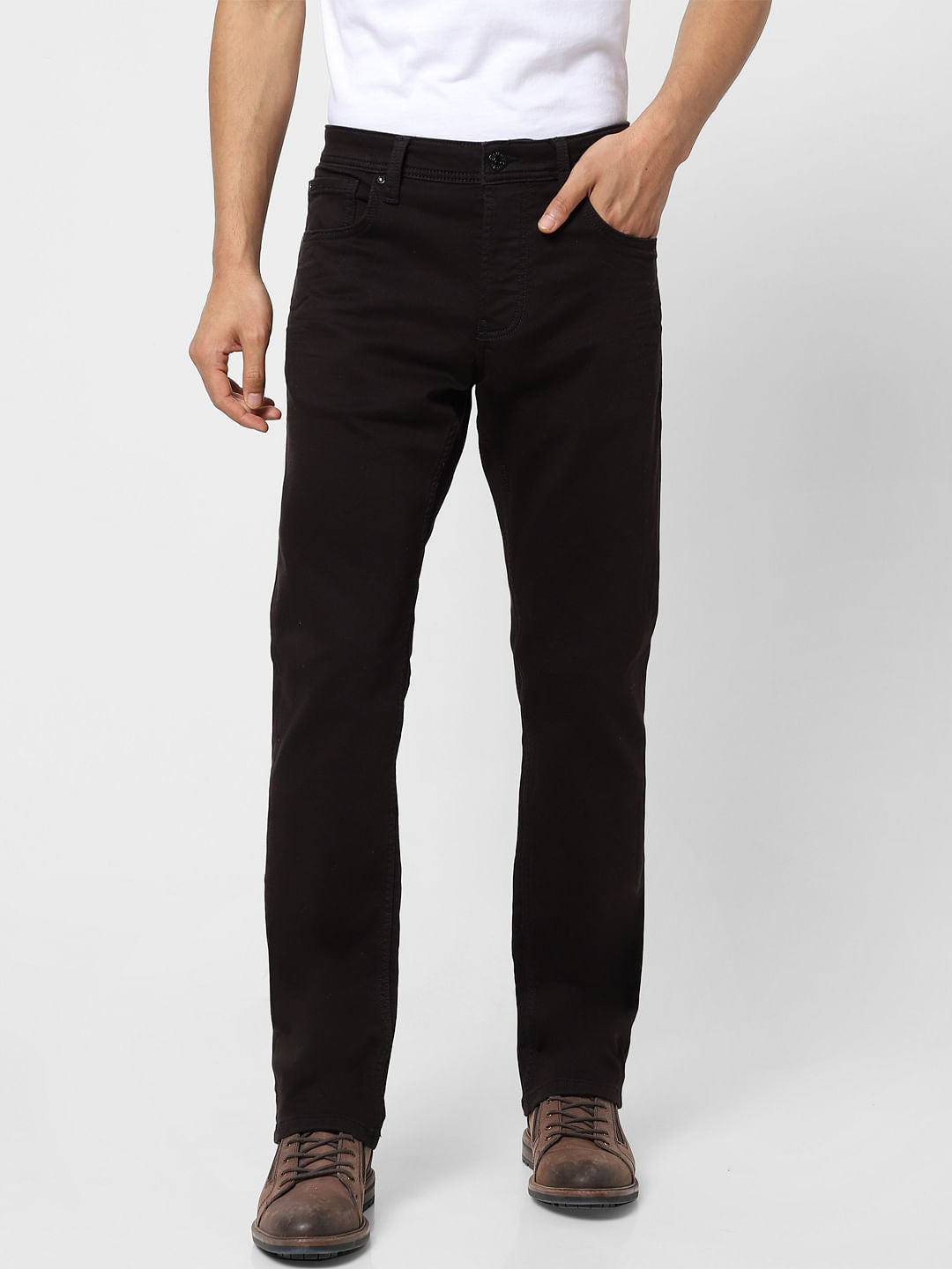 Black Mid Rise Clark Regular Fit Jeans
