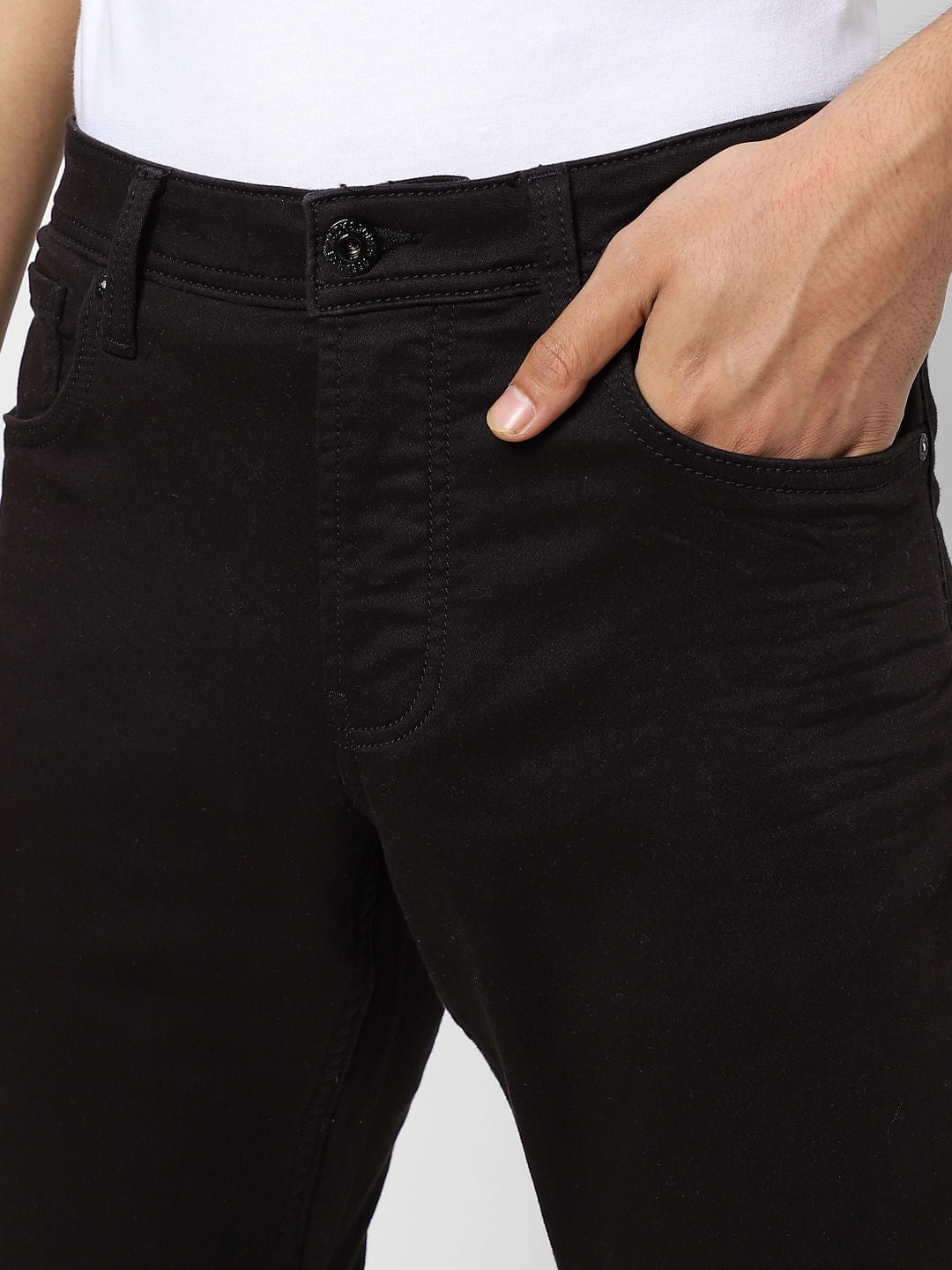 Black Mid Rise Clark Regular Fit Jeans