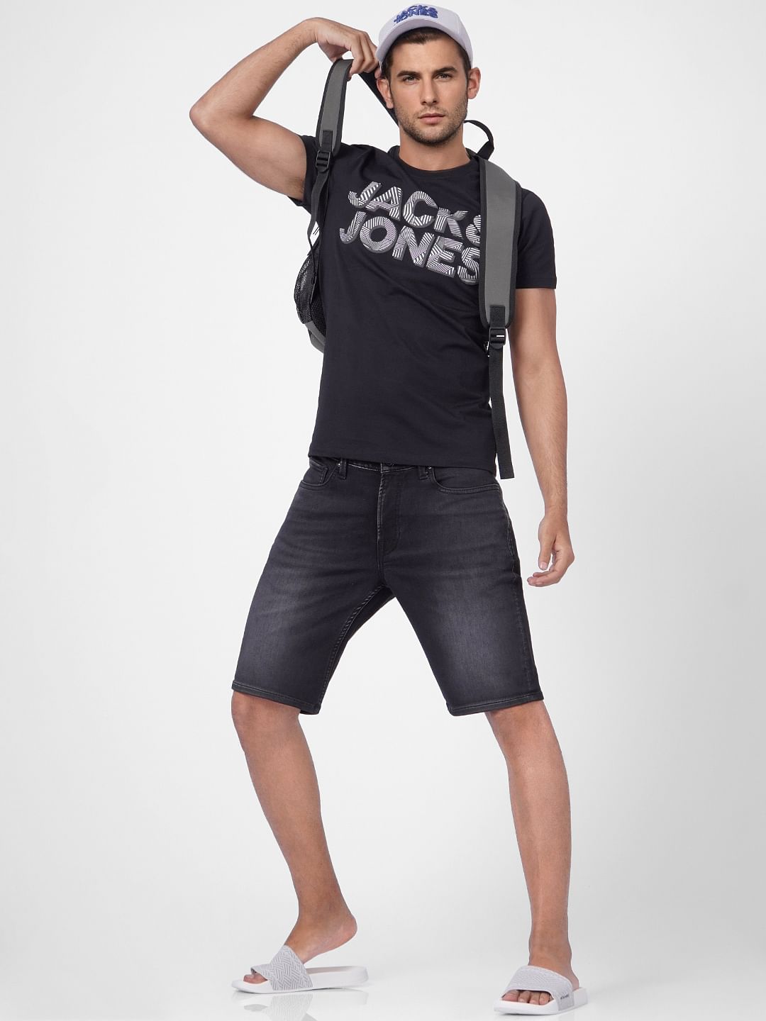 Black Graphic Logo Print Crew Neck T-shirt - S