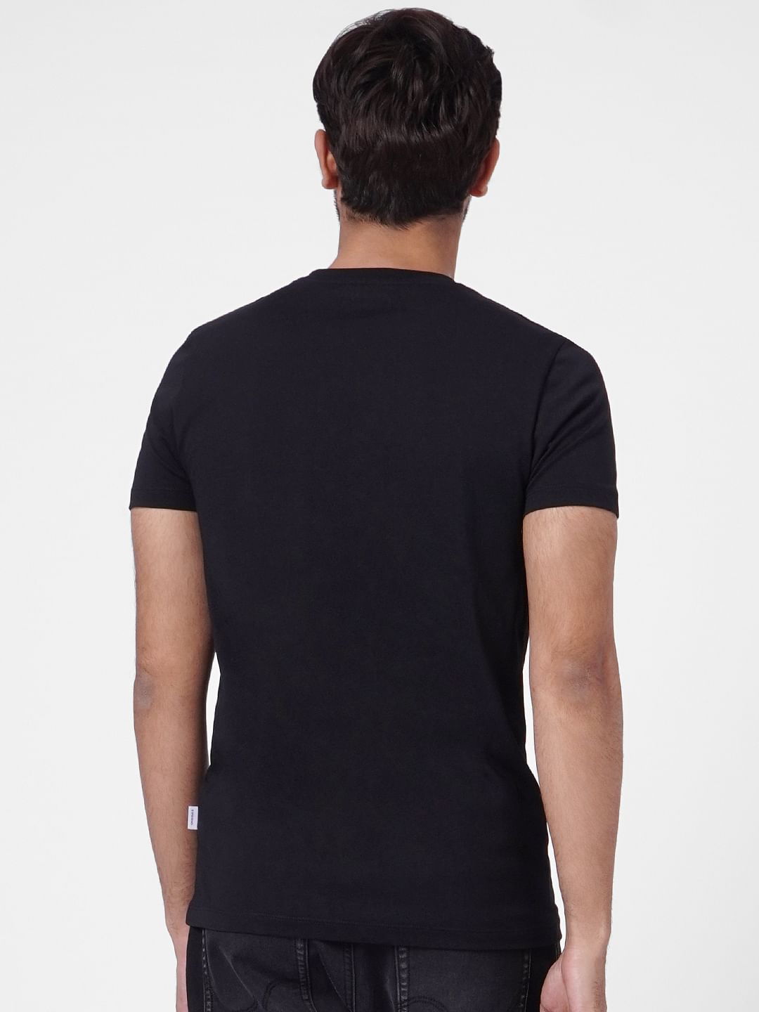 Black Graphic Logo Print Crew Neck T-shirt