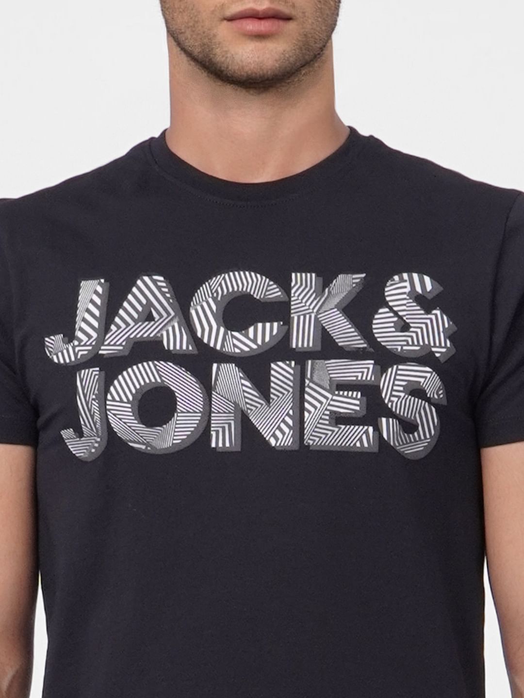 Black Graphic Logo Print Crew Neck T-shirt