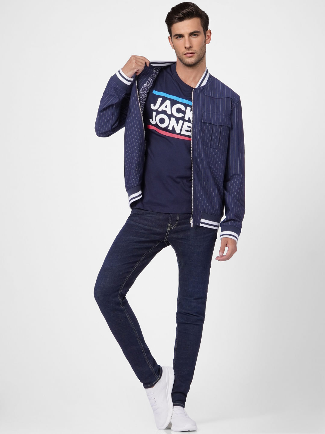 Blue Graphic Logo Print Crew Neck T-shirt - S