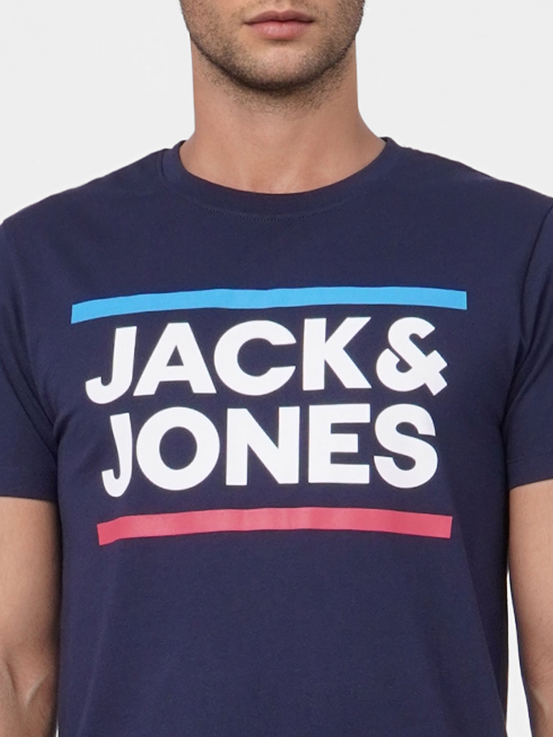 Blue Graphic Logo Print Crew Neck T-shirt
