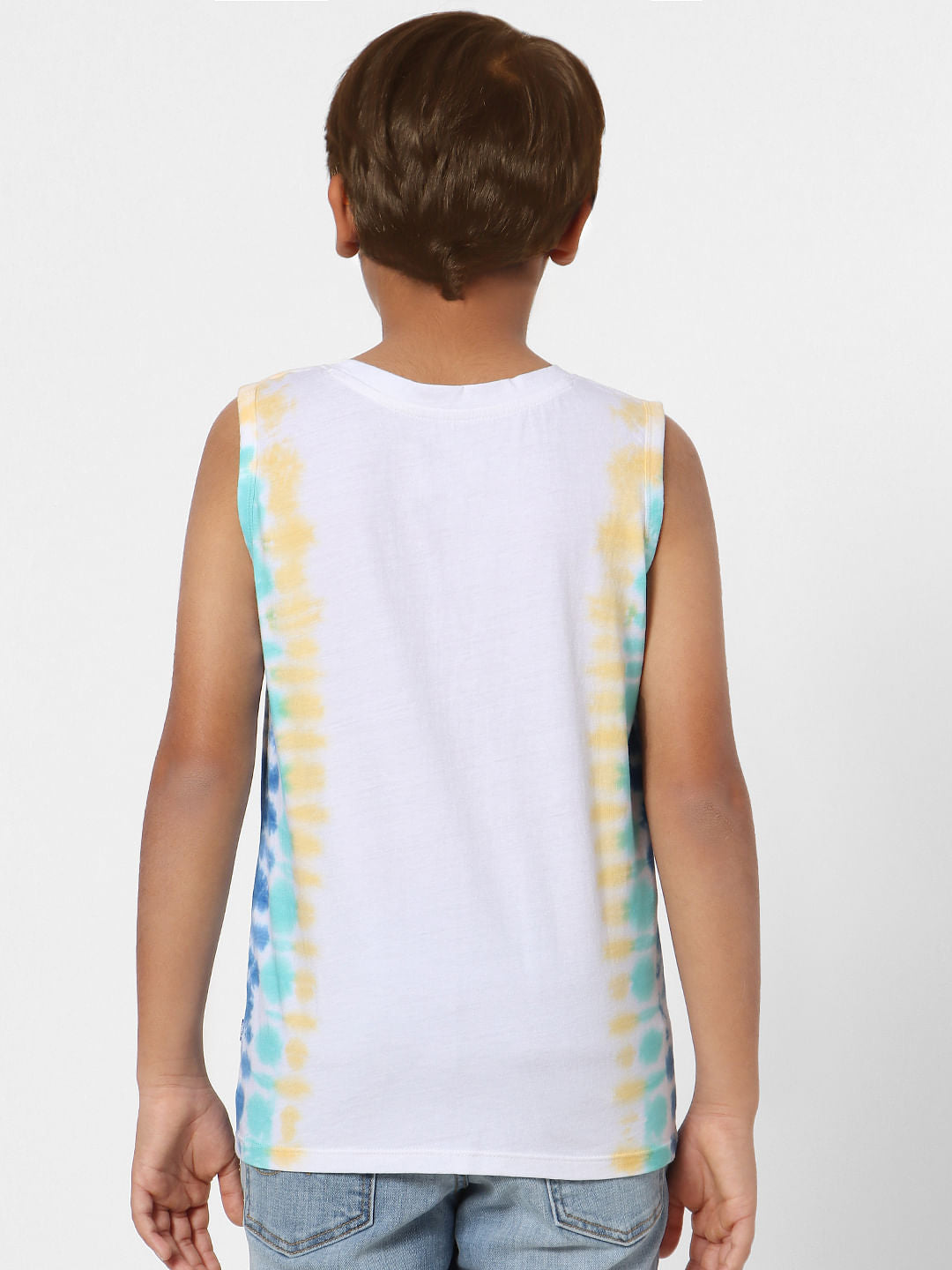 Boys White Sleeveless T-shirt