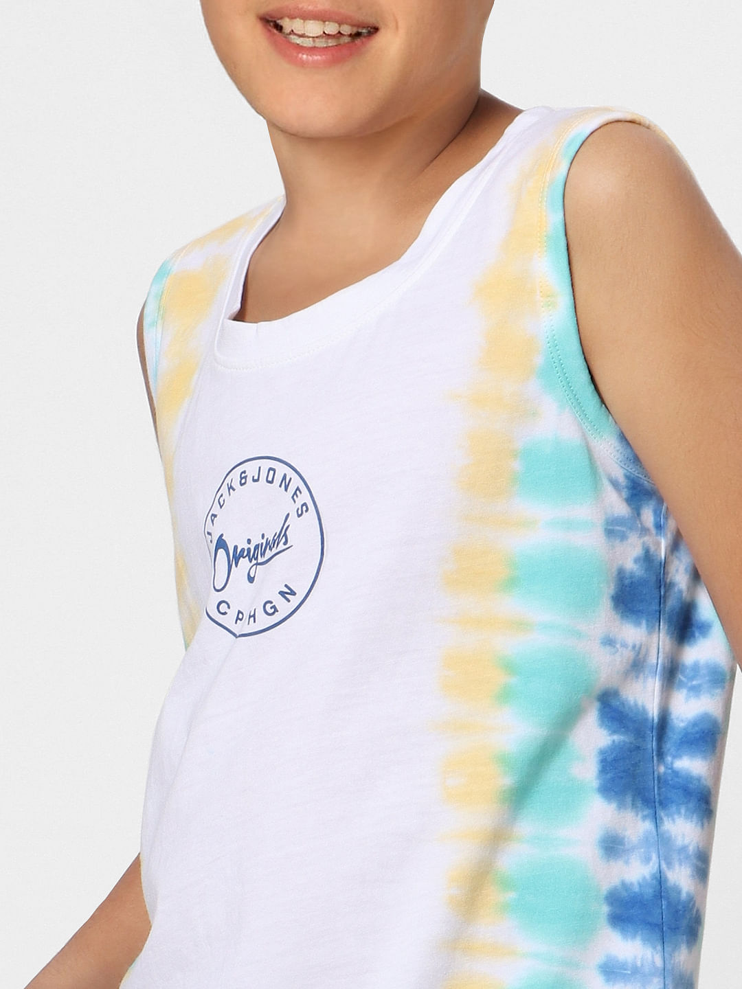Boys White Sleeveless T-shirt
